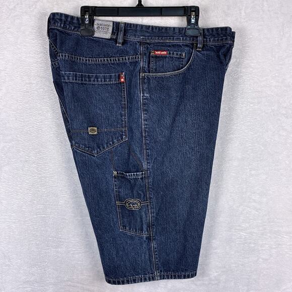 VTG Ecko Unltd Carpenter Shorts Mens 36 (38) Denim Jorts Baggy Wide Leg 90s Y2K - Picture 1 of 13